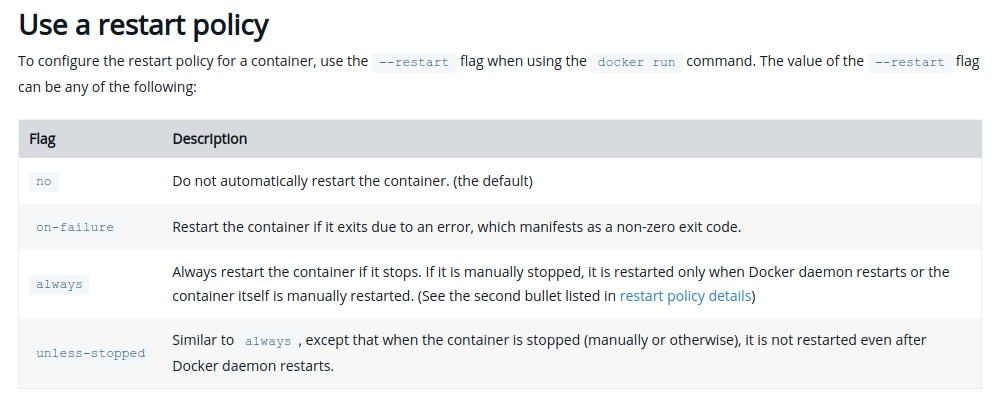 restart policy