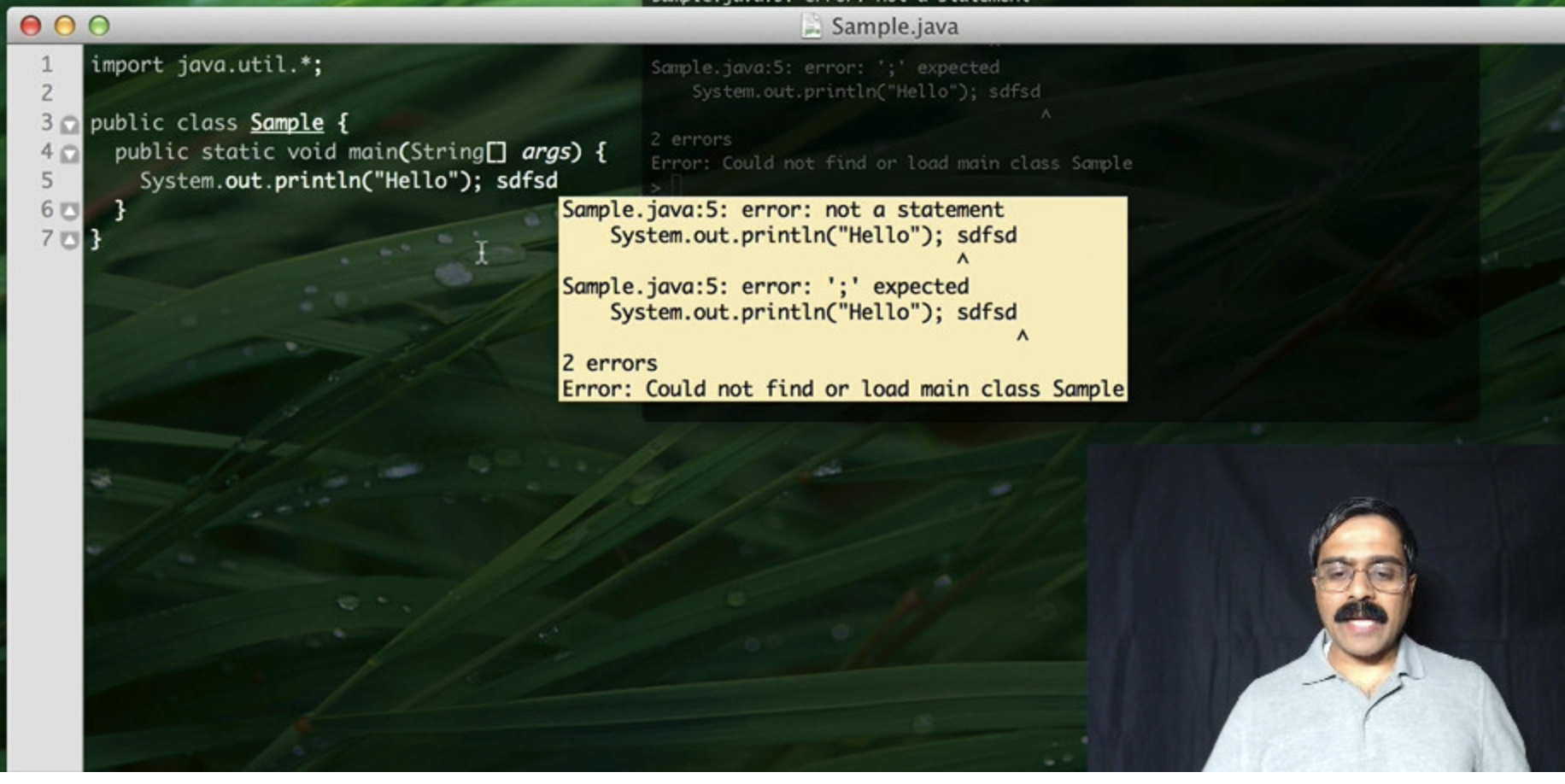 A screenshot from a talk by Venkat Subramaniam showing code snippets