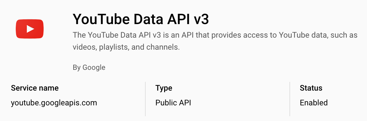 youtube data api